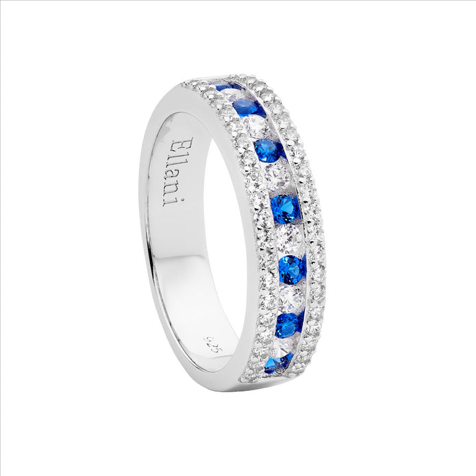 Sterling Silver Blue & White CZ Ring