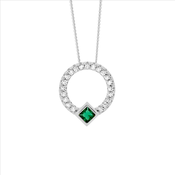 Ellani Sterling Silver Cz 13mm Open Circle Pendant 3