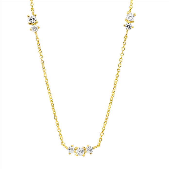 Ellani Sterling Silver Gp Cz Necklace