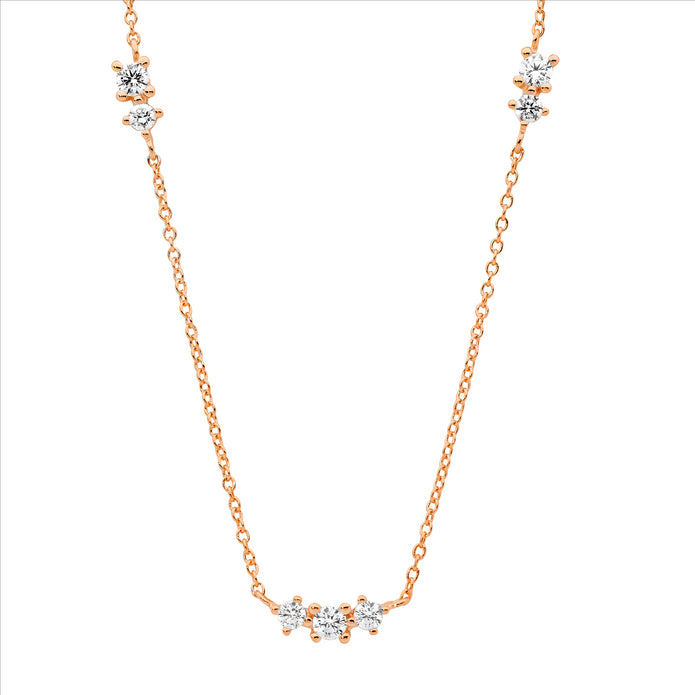 Ellani Sterling Silver Rgp Cz Necklace