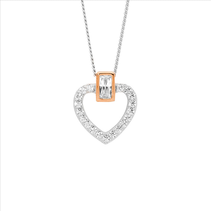 Ellani Sterling Silver Rgp Cz Heart Pendant 2