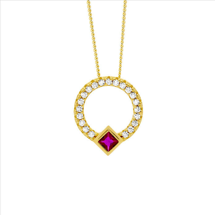 Ellani Sterling Silver Gp Cz 13mm Open Circle Pendant 3