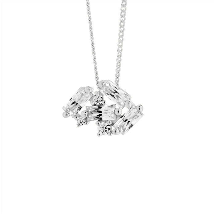Ellani Sterling Silver Cz Cluster Pendant 2