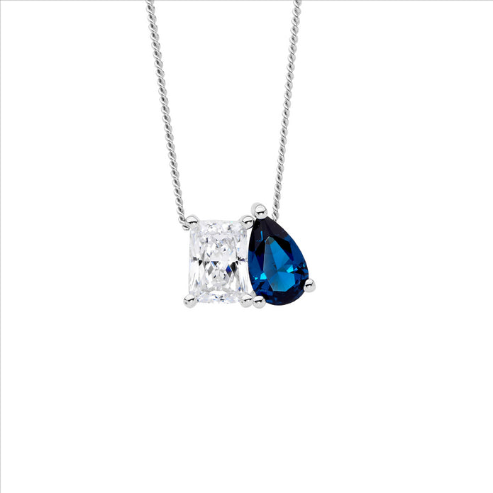 Sterling Silver 2 Stone CZ Pendant