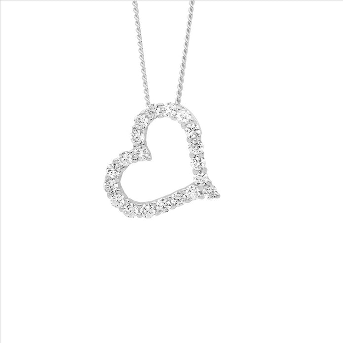 Sterling Silver CZ Heart Pendant