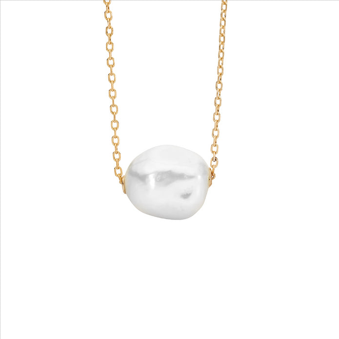 Sterling Silver YGP Pearl Pearl Pendant