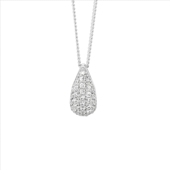 Sterling Silver CZ 12mm Tear Drop Pendant