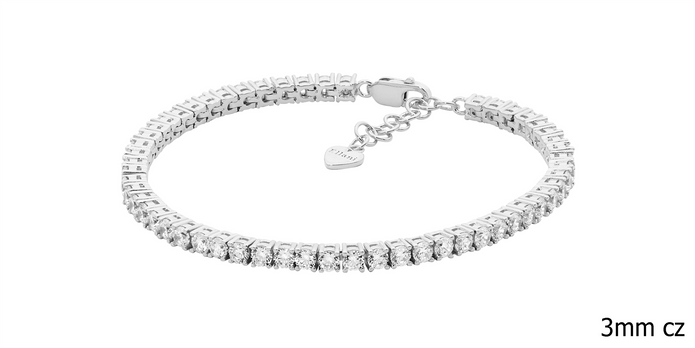 Ellani Sterling Silver 3mm Cz Tennis Bracelet 2