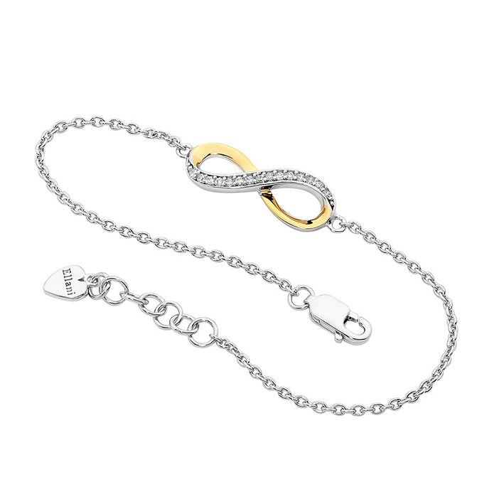 Sterling Silver YGP CZ Infinity Bracelet