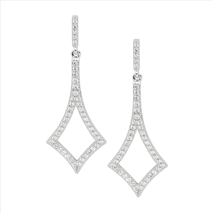 Ellani Sterling Silver 40mm Cz Drop Earrings