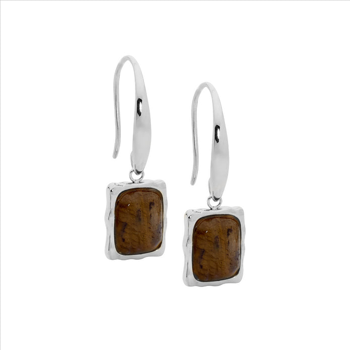 Ellani Stainless Steel Labardorite Drop Earrings