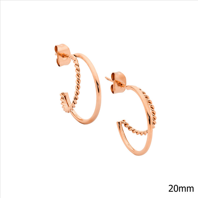 Ellani Stainless Steel Rgp 20mm Double Hoop Earrings