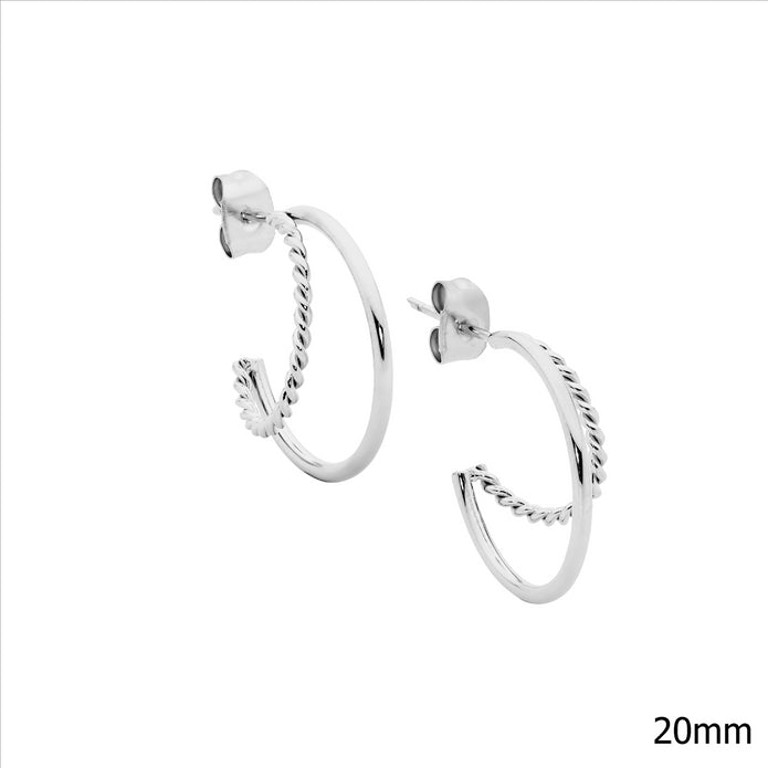 Ellani Stainless Steel 20mm Double Hoop Earrings