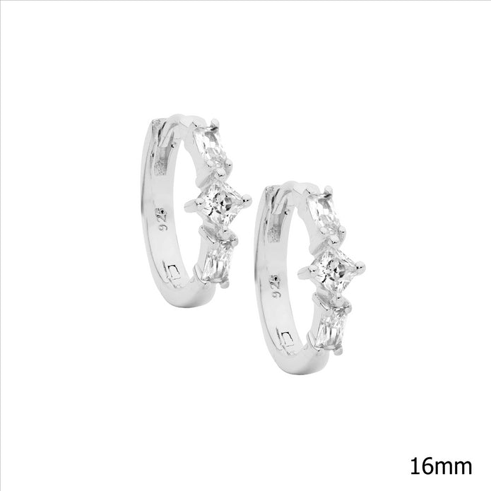 Ellani Sterling Silver Cz Hoop Earrings