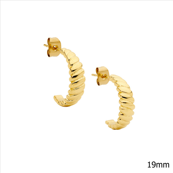 Ellani Stainless Steel Gp 19mm Twist Hoop Earrings