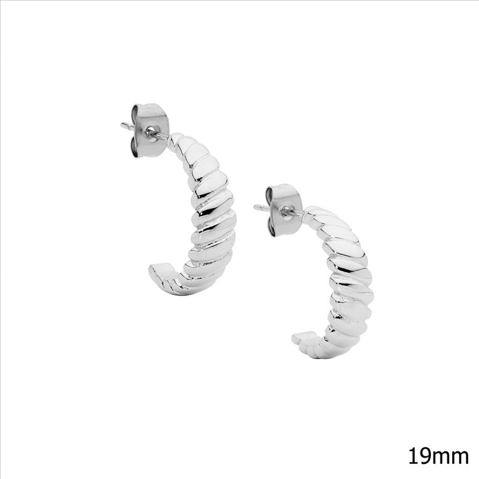 Ellani Stainless Steel 19mm Twist Hoop Earrings
