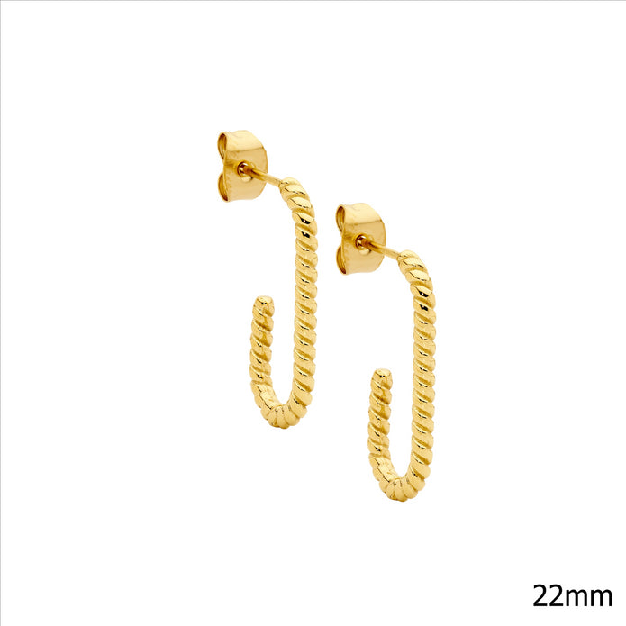 Ellani Stainless Steel Gp 22mm Twist Hoop Earrings