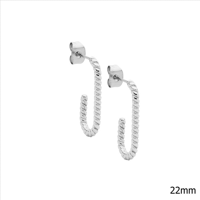 Ellani Stainless Steel 22mm Twist Hoop Earrings