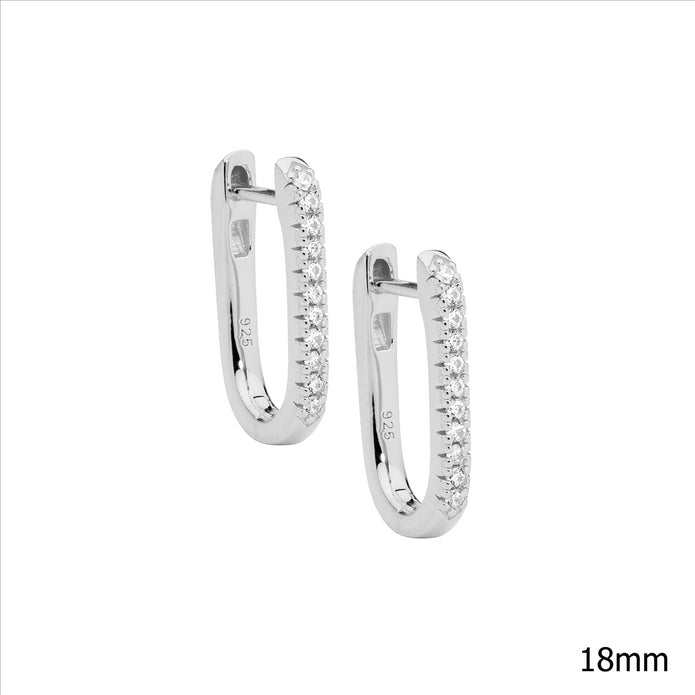 Sterling Silver CZ Hoop Earrings