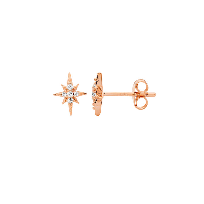 Sterling Silver RGP Star Stud Earrings