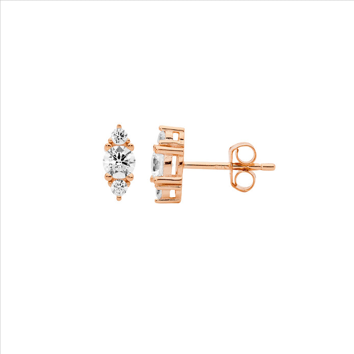 Sterling Silver RGP CZ Stud Earrings