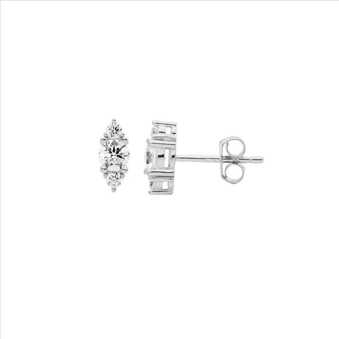 Sterling Silver CZ Stud Earrings
