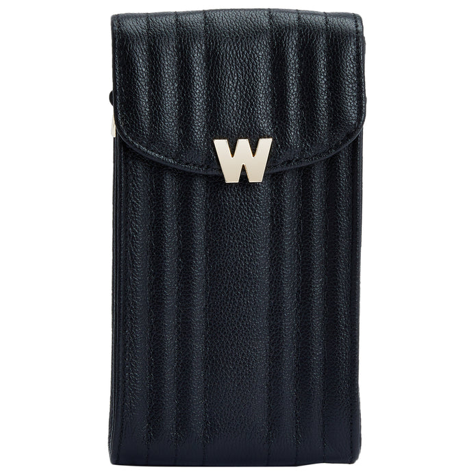 WOLF Mimi Phone Case with Wristlet Black Leather