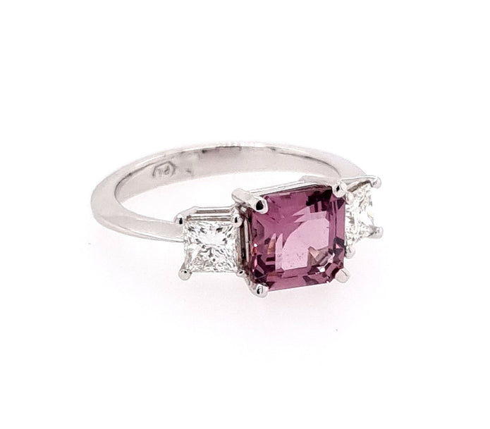 Platinum Trilogy Pink Spinel And Diamond Ring