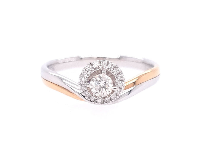 18ct Rose And White Gold Diamond Ring