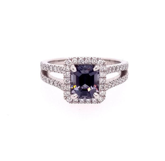 Platinum Halo Spinel And Diamond Ring