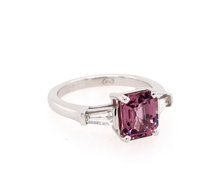 Platinum Spinel And Diamond Ring