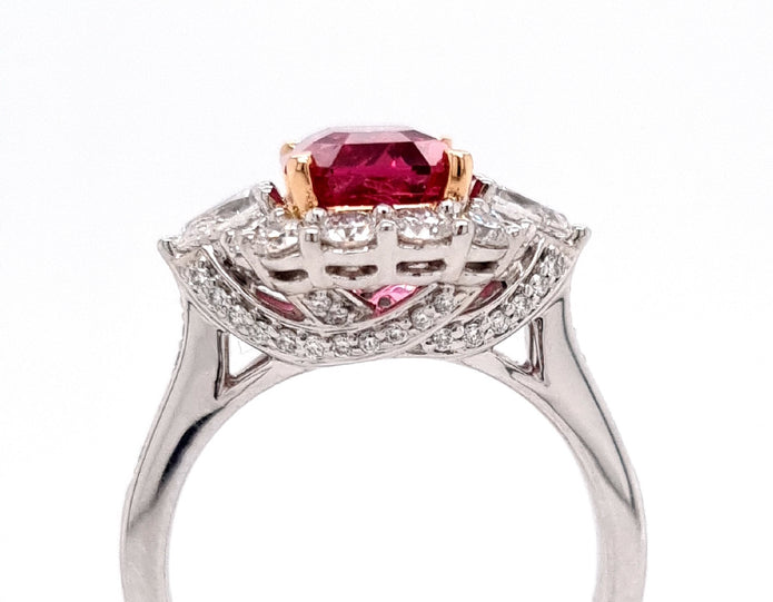 Platinum And 18ct Rose Gold Pink Spinel And Diamond Ring