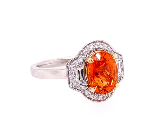 Platinum And 18ct Yellow Gold Garnet And Diamond Ring 3