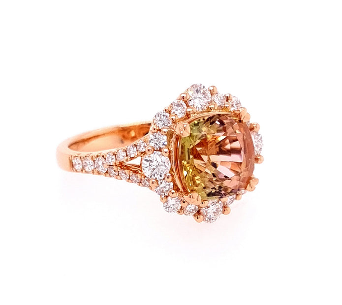 18ct Rose Gold Tourmaline And Diamond Ring 3