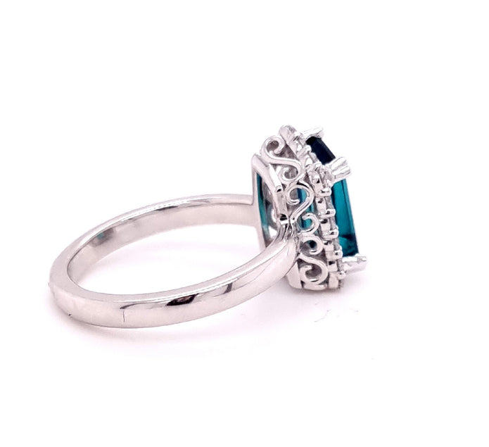 Platinum Green Tourmaline And Diamond Ring