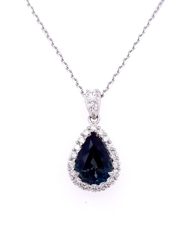 Platinum Australian Blue Sapphire And Diamond Pendant