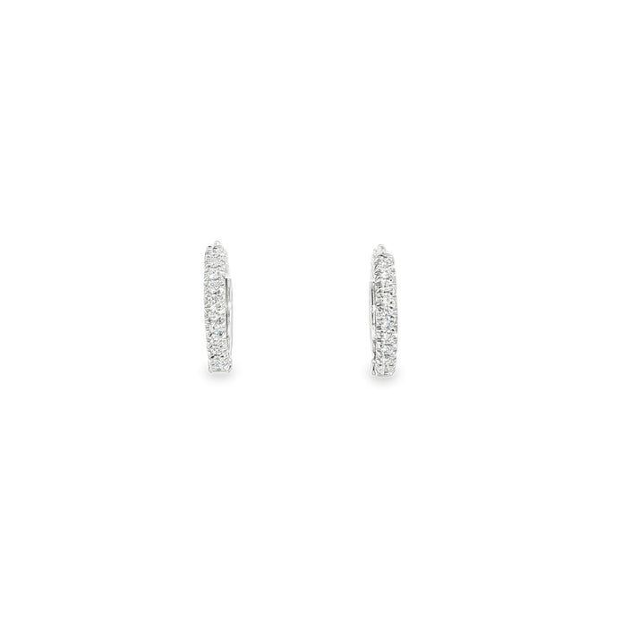 18ct White Gold Diamond Huggie Style Hoop Earrings