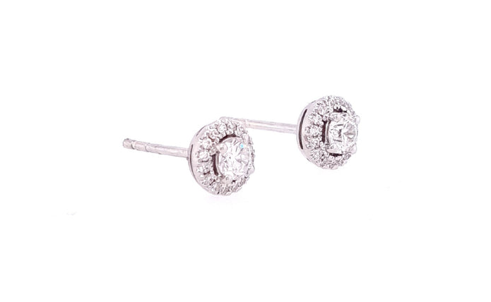 18ct White Gold Diamond Halo Stud Earrings
