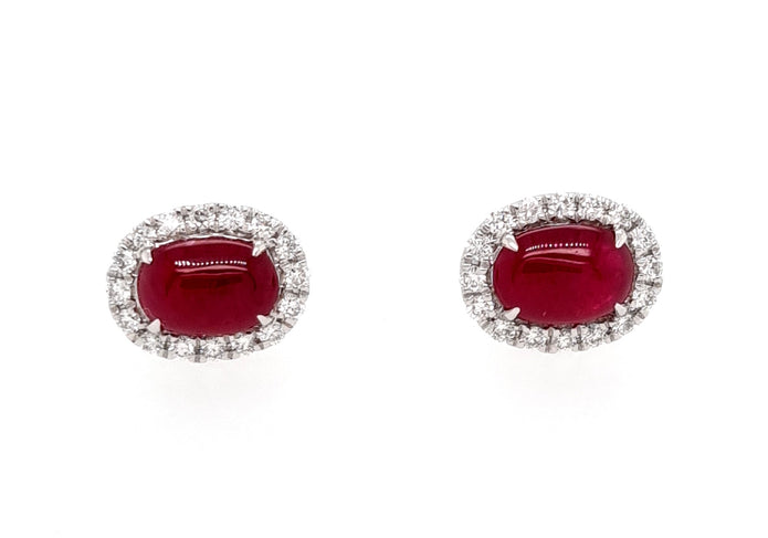Platinum Greenland Ruby And Diamond Earrings