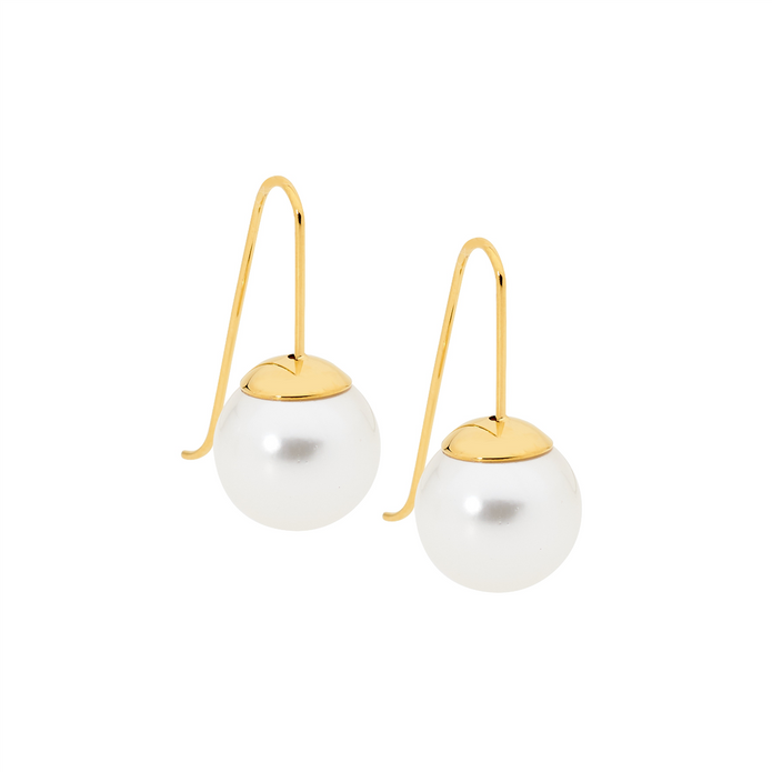 Ellani Stainless Steel Ygp Pearl Drop Earrings