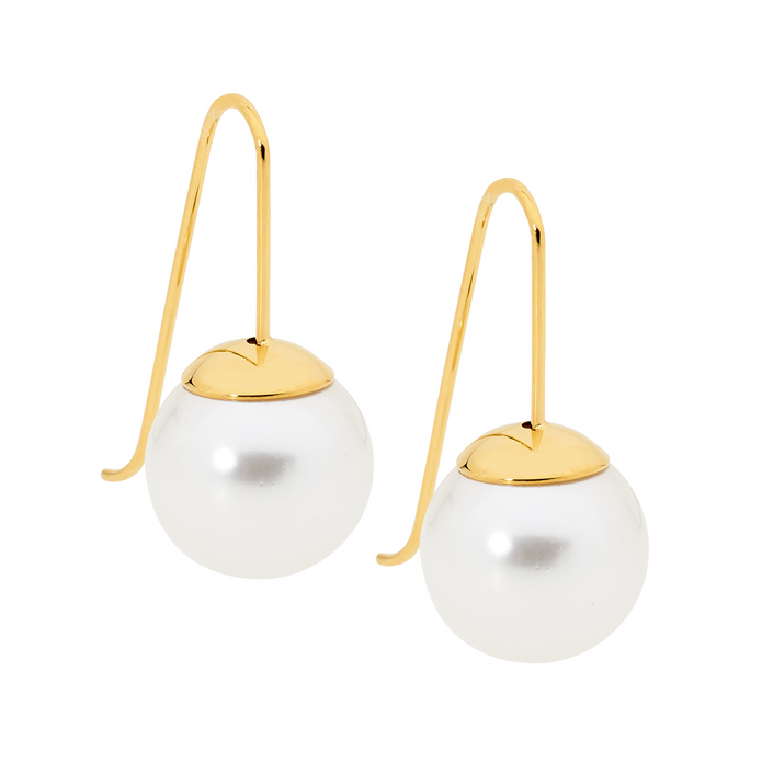 Ellani Stainless Steel Ygp Pearl Drop Earrings