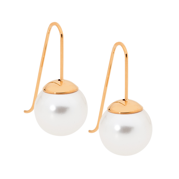 Ellani Stainless Steel Rgp Pearl Drop Earrings