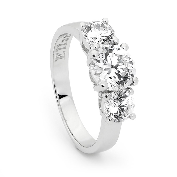 Ellani Sterling Silver Triple Round Cz Ring