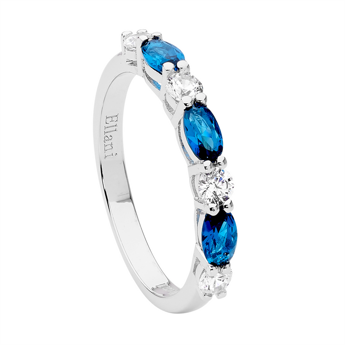 Ellani Sterling Silver London Blue Cz Ring