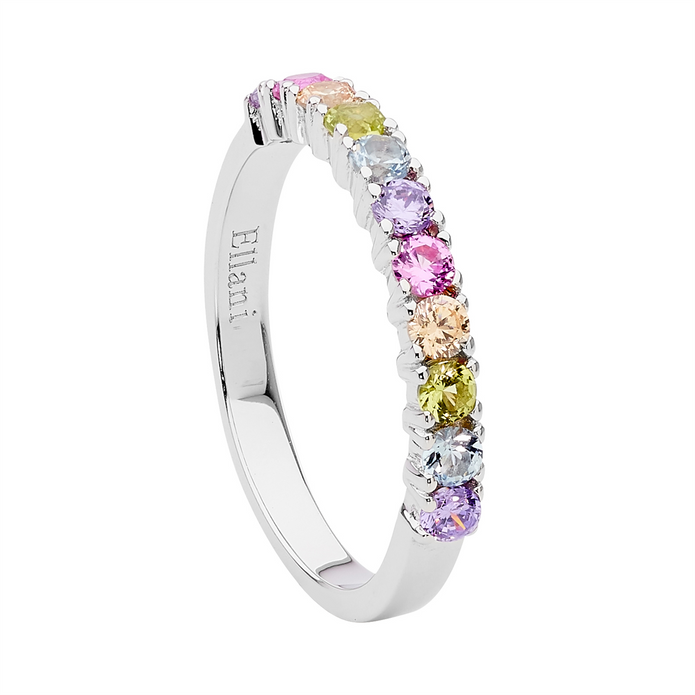 Ellani Sterling Silver Multi Coloured Cz Ring 3