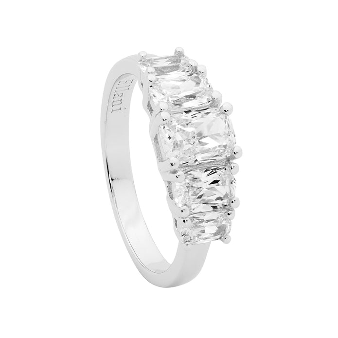 Ellani Sterling Silver Cz 5 Stone Ring