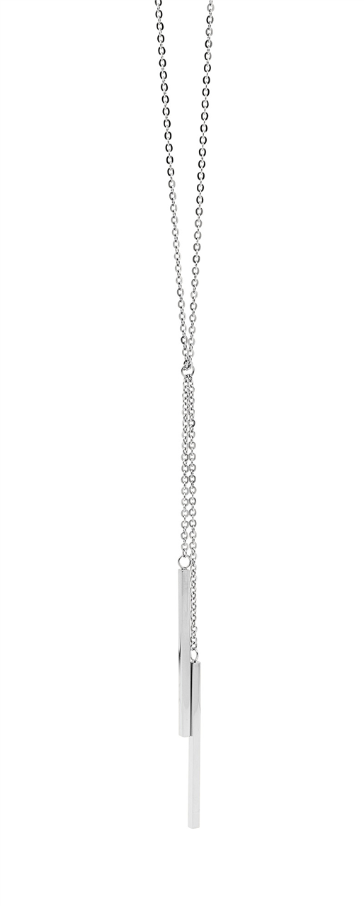 Ellani Stainless Steel 42cm Necklace 2x Drop Bars - Rrp $59