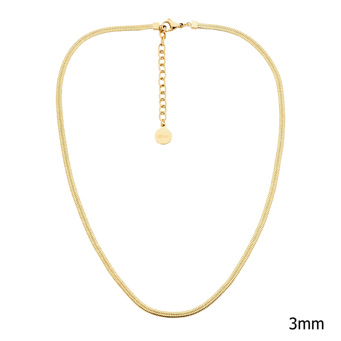 Ellani Sp126g Ellani Stainless Steel Gold Plated 3mm Herringbone Chain 40cm + 5cm.