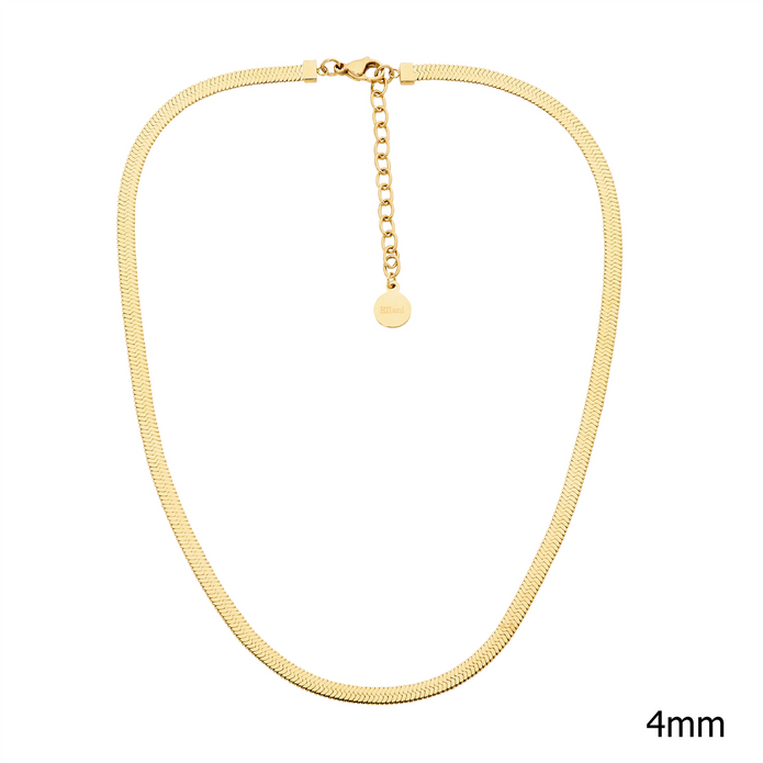 Ellani Sp127g Ellani Stainless Steel Gold Plated 4mm Herringbone Chain 40cm + 5cm.