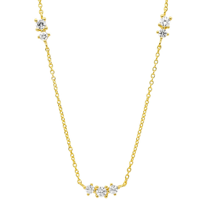 Ellani Sterling Silver Gp Cz Necklace